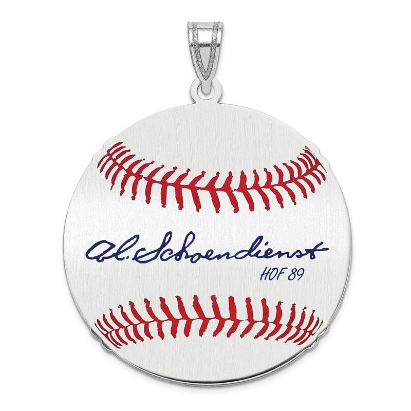 Sterling Silver Red Schoendienst Signature Lg Enamel Baseball Pendant